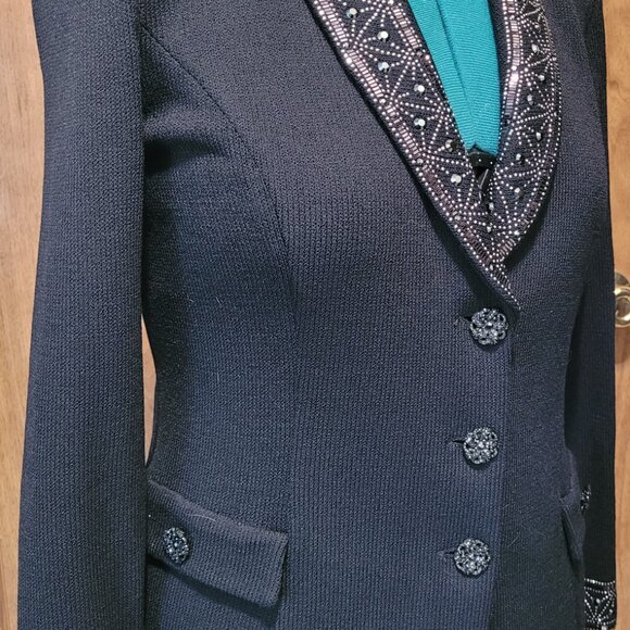 St. John By Marie Gray Collection Black Santana Knit Size 8 Jacket Evening Wear - Picture 2 of 7